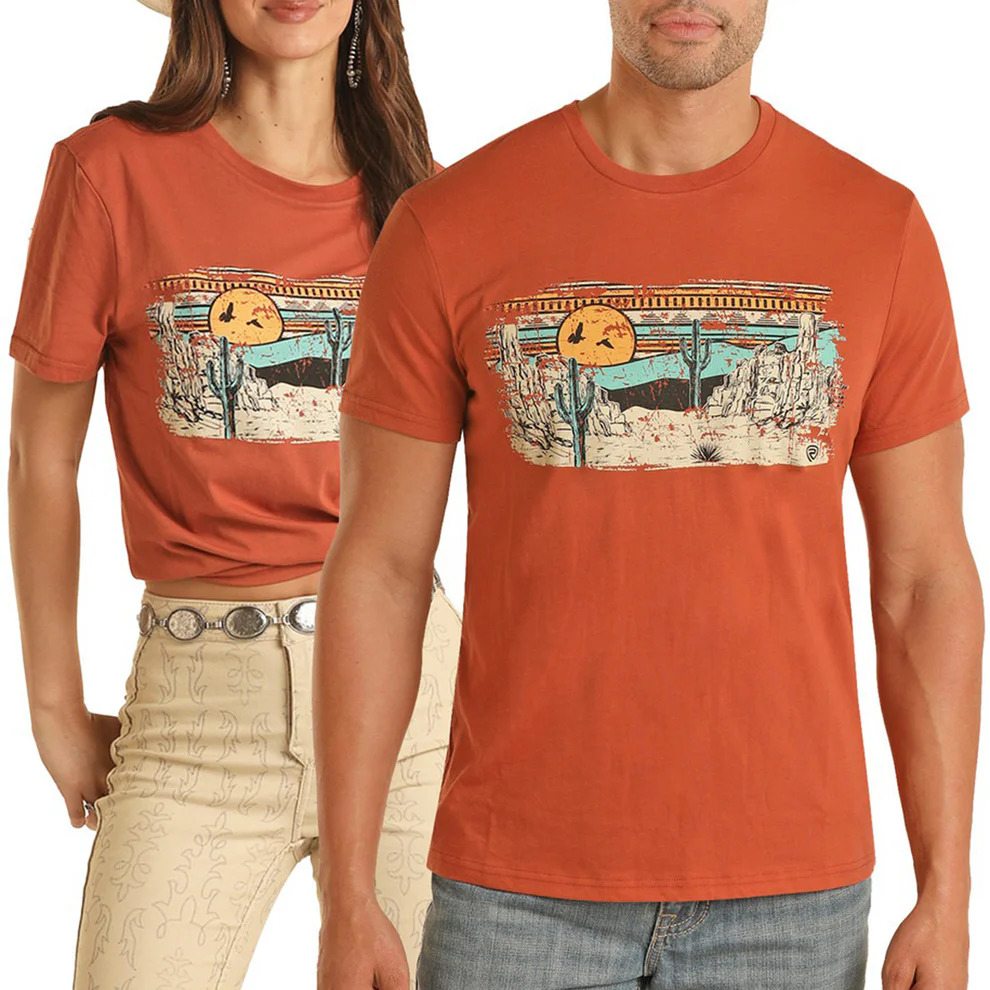 Chandail rouille motif désertique pour homme