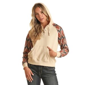 Hoodie à manches aztec bleu