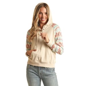 Hoodie à manches aztec turquoise pour femme