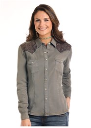 Chemise avec épaules brodées pour femme