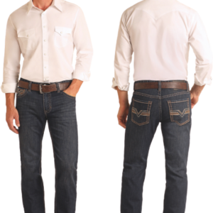 Jeans Pleather embroidery revolver