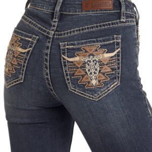 Jeans brodé avec tête de boeuf
