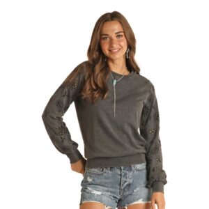 Chandail avec manches à motifs troués pour femme