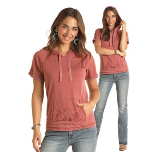 Chandail à poches avec motif désertique pour femme