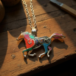 Collier Cheval rouge/bleu