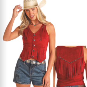 Veste en microsuède avec franges