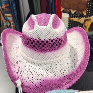 Chapeau de paille pour enfant blanc/mauve