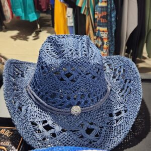 Chapeau de paille pour enfant bleu