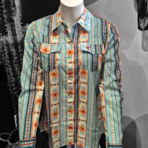 Chemise aztec turquoise Shack Story pour femme