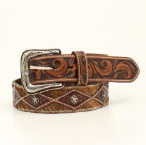 Ceinture Ariat en poil de veau finition concho