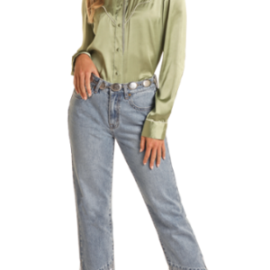 Jeans crop à franges en chaîne