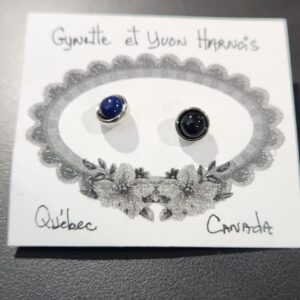 Boucles d'oreilles ronde noir/bleu