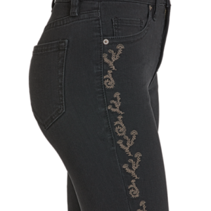 Jeans Noir brodé devant