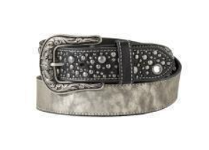 Ceinture Angel Ranch avec attaches en cuir scintillant gris