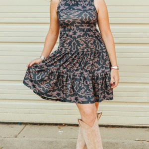 Robe sans manches imprimée à encolure ronde