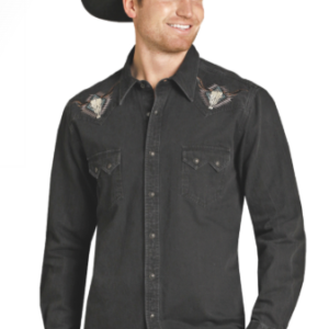 Chemise noir/crâne brodé