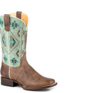 Bottes turquoise aztec pour femme