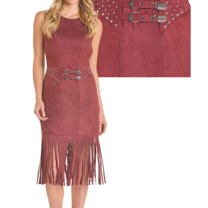 Robe à franges en microsuède avec ceinture