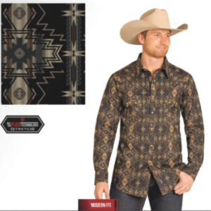 Chemise noir/beige aztec