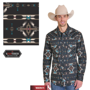 Chemise noir/beige/bleu/rouge aztec