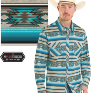 Chemise aztec beige/bleu