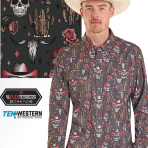 Chemise Crâne/roses rouges
