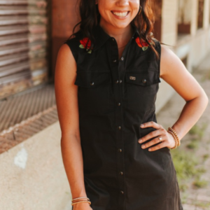 Robe sans manches extensible avec broderie florale