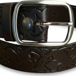 Ceinture brune à motif floral embossé Ruthless Rustlers