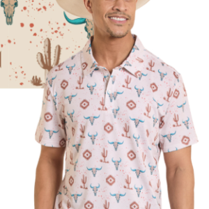Polo beige avec motifs boeuf