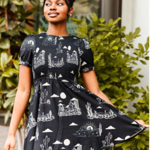 Robe occidentale à manches bouffantes