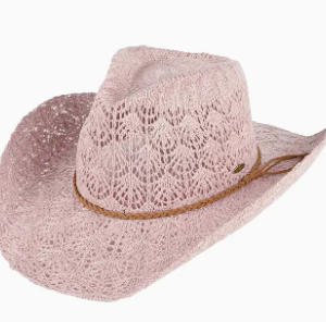 Chapeau de cowboy en tricot rose