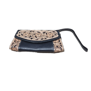 Bourse en cuir avec fleurs