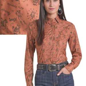 Blouse rust - motifs cowgirl