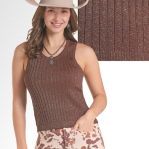 Camisole en lurex rust métallique