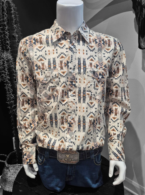 Chemise Aztec beige Shack Story pour homme