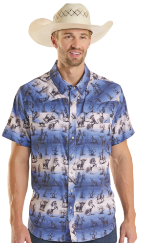 Chemise motifs chevaux/cactus