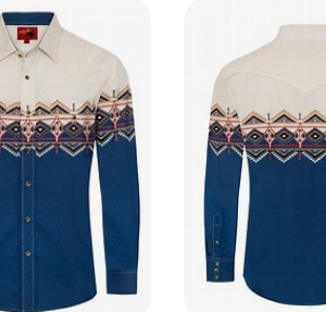 Chemise à motifs aztec bleu/blanc